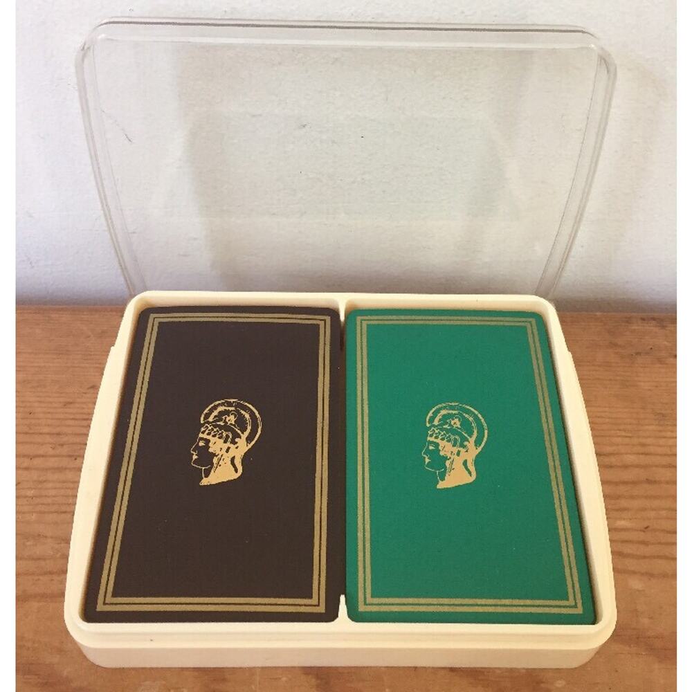 Vtg Congress 606 Brown Green Gold Spartan Warrior Helmet Playing Cards In Box